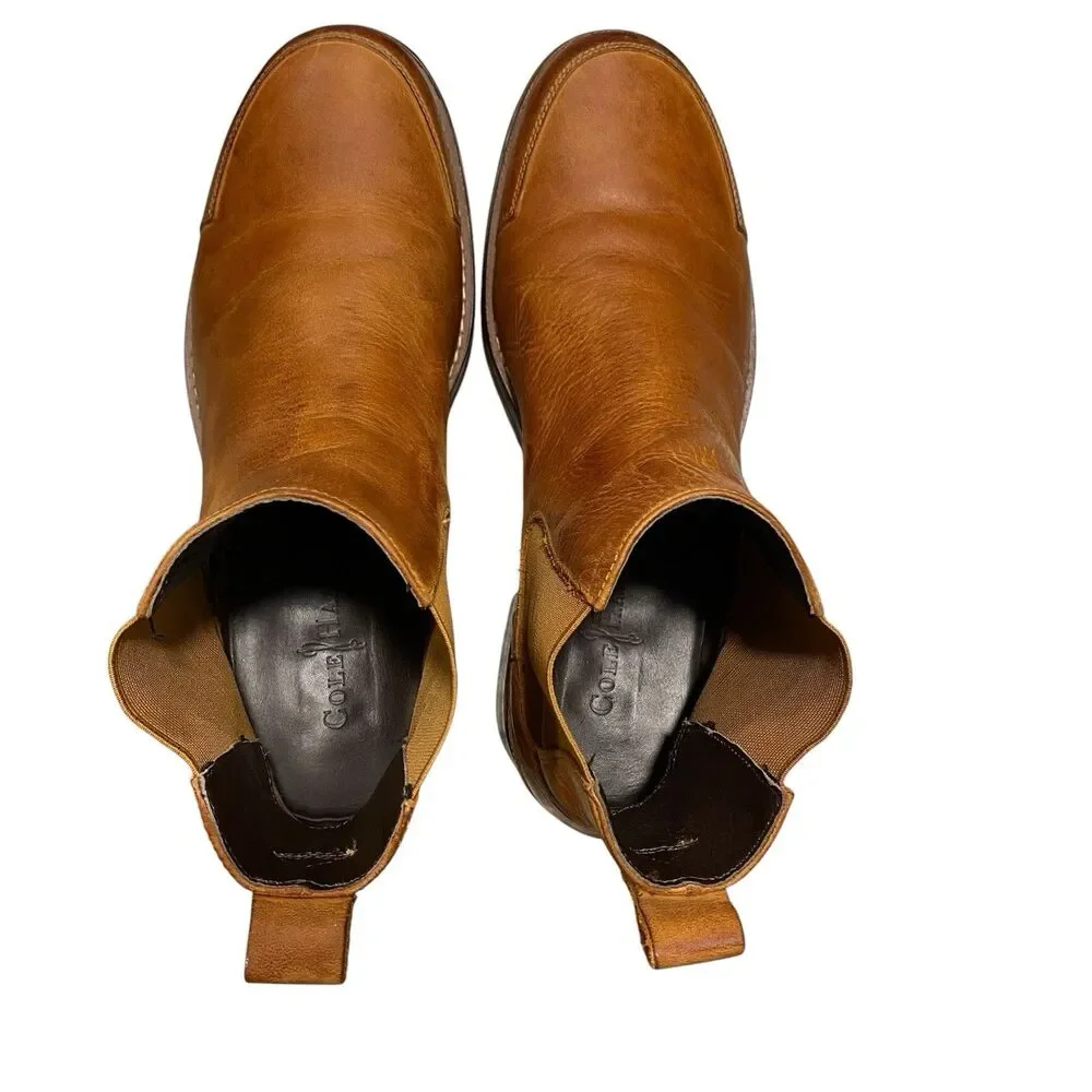 Cole Haan Chelsea Boots Men's 9M Tan Brown Leather Ankle Pull On Comfort C11057